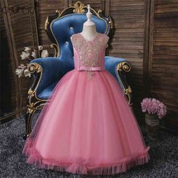 Fancy Princess Party Dresses for Girls Long Sleeveless Flower Ball Gown Evening Kid Prom Wedding Children Dress 210508