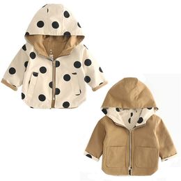 Kids Windbreaker Coat Jackets Baby Girls Polka Dot Hooded Outwear Boys Coats Jacket Clothing Children Clothes Tops 211011