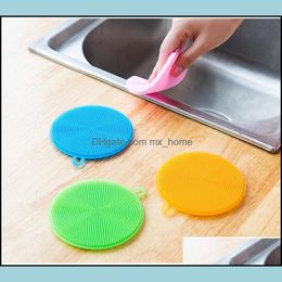 Brushes Household Tools Housekee Organisation Home & Garden Anti-Scald Non-Stick Oil Kitchen Dish Washing Round Sile Brush Mtifunctional Cle