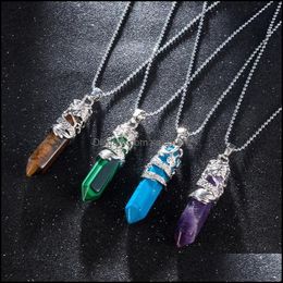 & Pendants Pendant Necklaces Women Boho Vintage Natural Quartz Crystal Chakra Healing Point Necklace Jewellery Long Men Drop Delivery 2021 Poi