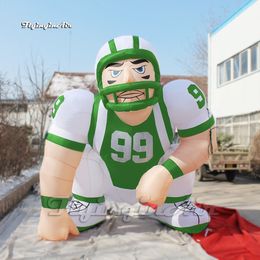 Personalised Inflatable America Football Player 3m Height Character Model Green Air Blown Rugby Player Balloon For Outdoor Game Decoration