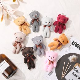 Lovely Teddy Bear Plush Keychains Doll Pendant Mixed Color Mini Cute Charms Kids Toys Home Party KeychainsPendants Gift Decorations