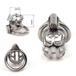 NXYCockrings 2021 Short Style 304 Stainless Steel Male Chastity Device Small Cock Cage With Lock Ring Sex Toys For Adult Men 18+ 1124