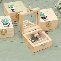 Cactus Music Box Solid With Mirror Hand Made Creative Cactus Design Craft Exquisite Musical Christmas Gifts LLD9853