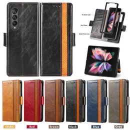 Luxury Leather Flip Wallet Phone Case for Samsung Galaxy Z Fold 3 5G Kickstand Card Holder Cover