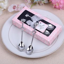 Wedding Party Gifts 2pcs/set Heart Shaped Love coffee tea measuring Spoon Wedding decoration lover gift stainless steel dinner tableware sets