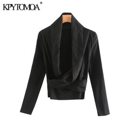 Women Fahsion Asymmetric Neck Draped Blouses Long Sleeve Side Zipper Stretchy Female Shirts Chic Tops 210420