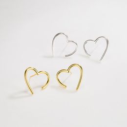 Stud South Korea Ins Designer S925 Sterling Silver Love Hollow Shape Peach Heart Line Personalized Earrings