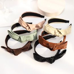 Vintage Pu Leather Long Knotted Bow Headband Hairband Turban Adult Hair Accessories