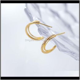 Jewelrysterling Sier Trend C Type Golden Double Layer Stud Earrings Boho Jewellery Minimalism Brincos For Women Drop Delivery 2021 Zghu6