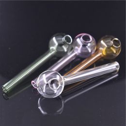 Dhl free Colorful Pyrex Glass Oil Burner Pipe 10cm 30mm ball glass tube smoking pipes tobcco herb glass oil nails Pipes for smoking