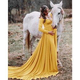 Maternity Dresses For Photo Shoot Maternity Photography Props Long Sleeve Maxi Dresses For Pregnant Women Pregnancy Clothes Q0713