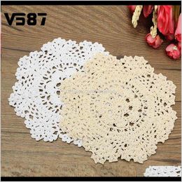 Mats Pads Decoration Kitchen, Bar & Garden Drop Delivery 2021 Wholesale- Vintage Cotton Yarn Mat Coasters Round Hand Crocheted Lace Doilies H