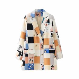 stylish women patchwork long blazers fahsion ladies notched collar jacket suits casual female elegant suit girls chic 210527
