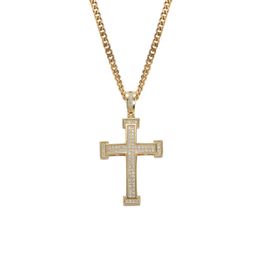 Mode Weibliche Kreuz Anhänger Dropshipping Gold Farbe Kristall Jesus Anhänger Halskette Schmuck Für Männer
