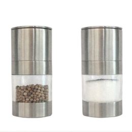 Manual Pepper Mill Salt Shakers One-handed Pepper Grinder Stainless Steel Spice Sauce Grinders Stick Kitchen Tools DH8578