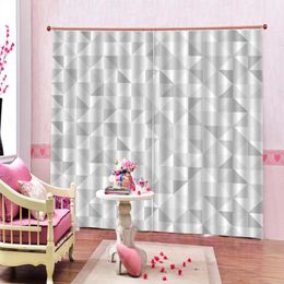Curtain & Drapes Geometric Mosaic Abstract Pattern Room Curtains Large Window Bedroom Blackout Decor (left And Right Side)
