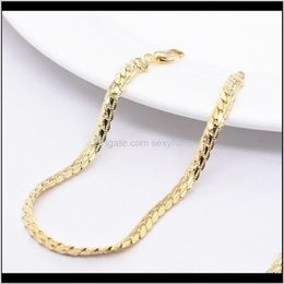 & Drop Delivery 2021 Classics Fashionable Real 24K Yellow Gold Gf Mens Woman Necklace Bracelet Jewelry Sets Solid Curb Chain Abrasion Resista