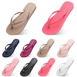 Style53 Slippers Beach Shoes Flip Flops Womens Green Yellow Orange Navy Bule White Pink Brown Summer Sandals 35-38