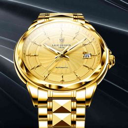 Lige 2020 New Men Automatic Mechanical Watches Luxury Brand Business Tungsten Steel Waterproof Wristwatch Men Clock Reloj Hombre Q0524