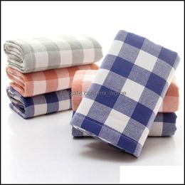 Textiles Home & Gardenabsorbent Doublesided Plaid For Adt Face Towels Household Pure Cotton Yarn 3474Cm Soft Hand Towel Thickened Drop Deliv