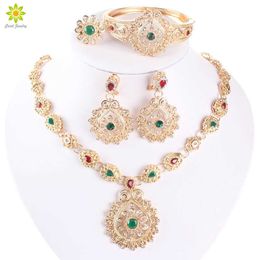 African Wedding Jewelry Sets High Quality Gold Color Crystal Rhinstones Bridal Costume Jewelry Sets H1022