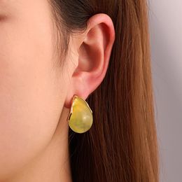 2021 Retro Transparent Resin Stud Geometric Water Drop Cute Small Earrings for Women Girls Unique Party Travel Jewellery Gift