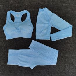 Yoga Outfit 2022 Women Seamless Set Fitness Sports Suits GYM Cloth Long Sleeve Shirts High Waist Running Leggings Workout Clothing