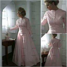Pink Long Sleeve Prom Dresses HIstory Victorian 1920s' Civil War Scarlett Theatre Costume Halloween Renaissan Evening Gown plus size