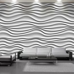 Modern Minimalist Wave 3d Wallpaper Wall Papers Living Room Bedroom Kitchen Interior Home Decor Painting Mural Wallpapers