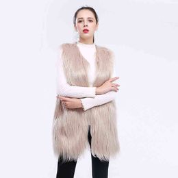 Imitation fur women's vest waistcoat fake fur coat wool washed wool Plush coat 211207