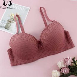 Xiushiren Plus Size Women Bra 42-48 C D E Cup Underwear No-padding Brassiere Comfort Female Lingerie with Convertible Straps 211110