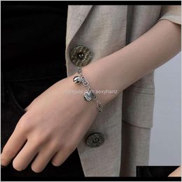 Link, Chain Bracelets Jewellery Drop Delivery 2021 Yunchaoxuan S925 Sterling Sier Personalised Paper Clip Bracelet Ins Smiling Face Bell Japane