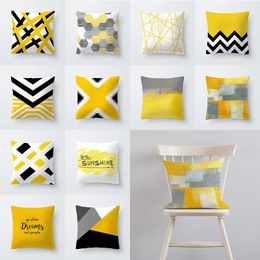 Pillow Case Yellow Series Square Pillowcase 45cm Geometric Marble Abstract Printed Pillowcases Cushions Christmas Home Supplies