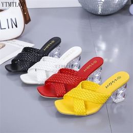 Slippers Women Cross Strap Summer Slides Shoes Ladies Mules Square Toe 2021 Indoor Ytmtloy House Zapatillas Casa Mujer Y1120