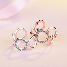 Wedding Rings RONERAI Fashion Sterling Silver 925 Ring Exquisite CZ Personality Round For Women Jewellery Girl Valentine's Day Gifts