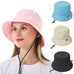 Ruoshui 2021Spring Summer Woman New Uv Protection Bucekt Hat Panama Girl Solid Outdoor Beach Cap Ladies Headwear Beanies Gorros G220311