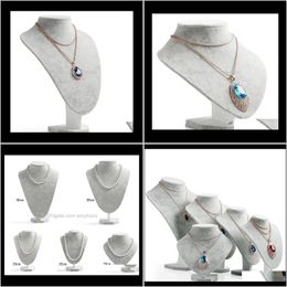 Packaging & Drop Delivery 2021 Grey Veet Neck Shelf Models Necklace Pendant Holder Mannequin Bust Jewellery Display Storage Stand Ywmxz