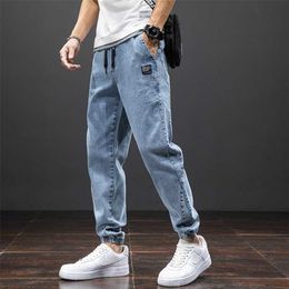 Spring Summer Black Blue Cargo Jeans Men Streetwear Denim Jogger Pants Baggy Harem Jean Trousers Plus Size 6XL 7XL 8XL 211108