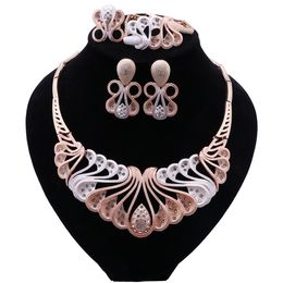 Dubai Gold Colour Fashion Bridal Wedding Necklace Earrings Ring Jewellery Sets Indian Jewellry Set for Women African