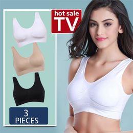 3PCS/lot Seamless Bra With Pads Plus Size Bras For Women Active Bra Wireless Brassiere Push Up Big Size Vest Wireless BH 5XL 211217