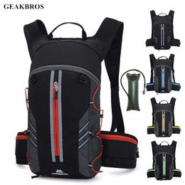 Outdoor Cycling Bag Riding Backpack Waterproof Reflective Bicycle Bag & 3L Bladder Sports Travel Climbing Camping Backpack Q0721