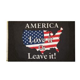 America love it or leave it 3x5ft flags 100D Polyester Banners Indoor Outdoor Vivid Colour High Quality With Two Brass Grommets