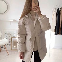 Plus size Jacket Women coat Hat Winter Down Light Duck Warm Thick Female Outwear Hooded Long Sleeve Clothing 211008