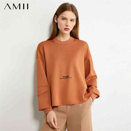 Minimalism Autumn Fashion Boyfriend Style Letter Women Hoodies Causal Oneck Loose Female Pullover Tops 12030243 210527