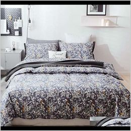 Bbset Fashion Simple Floral Pattern Home Bed Linen Duvet Cover Flat Sheet Set Winter Full King Single Queen O4Wod Bjoyc