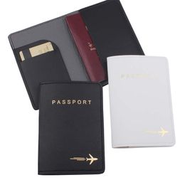 DHL50pcs Card Holders Aircraft Printing Passport Cover Leather Travel ID Holder