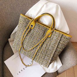 Shopping Bags New Female Contracted Case Grain Color Chain Bucket Bump Hand the Bill of Lading Shoulder His Duffle 220307