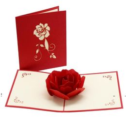 new 3D Rose Greeting Cards Valentines Day Greetings Card Creative Handmade Valentine Days Gifts for Women EWA6247