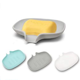 Drain Soap Holder Non-slip Bathroom Storage Rack Silicone Kitchen Sponge Holders Plate Tray Shower Soaps Box Dish Case Container JY0701